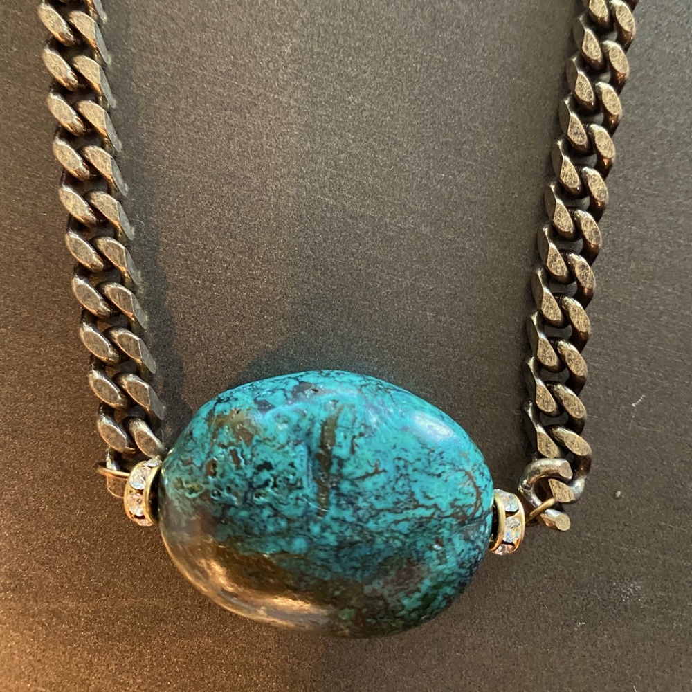 Necklace- turquoise nugget & Swarovski crystals